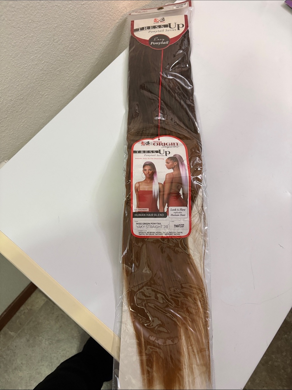 Human Blend Yakky Straight 28" Ponytail - Brown Ombre